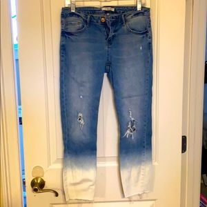 Dex distressed white dipped blue jeans